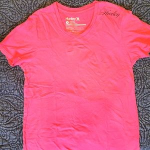 Pink hurley tee-shirt v neck